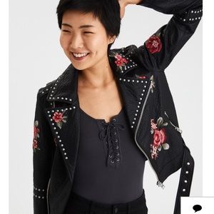NEW!!!!!!!  American eagle embroidered moto jacket